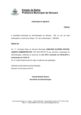 Portaria N&ordm; 005/2015 - Portal da Prefeitura Municipal de Ibicoara