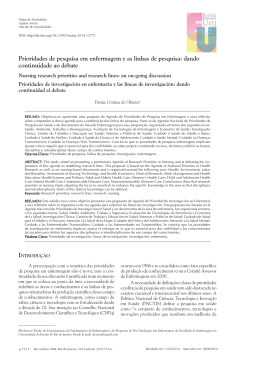 Prioridades de pesquisa em enfermagem e as linhas de pesquisa