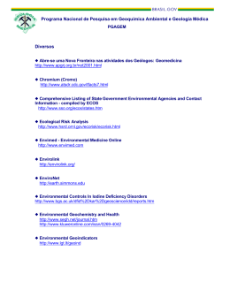 Programa Nacional de Pesquisa em Geoqu&iacute;mica Ambiental