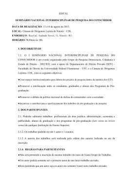 Edital do I Semin&aacute;rio Nacional de Pesquisa do Consumidor (1)(1)