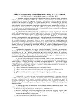 O PROGRAMA DE PESQUISA EM BIODIVERSIDADE &ndash; PPBIO