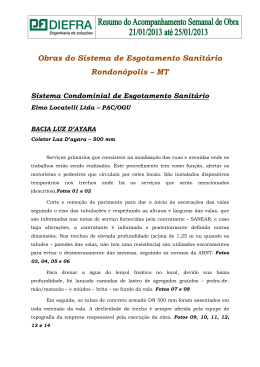 200&ordm; Relat&oacute;rio semanal - SANEAR l RONDON&Oacute;POLIS MT