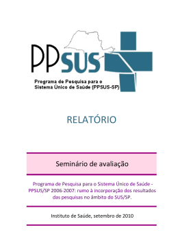 Seminário avaliação PPSUS-SP 2006-7