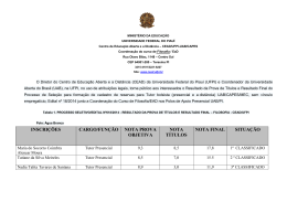 inscri&ccedil;&otilde;es cargo/fun&ccedil;&atilde;o nota prova objetiva nota t&iacute;tulos nota final