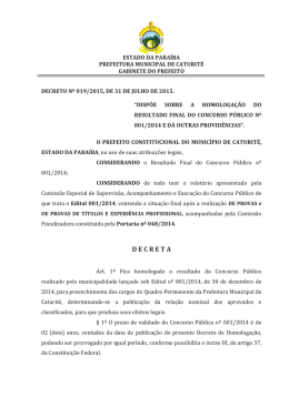 Homologa&ccedil;&atilde;o Concurso - Prefeitura Municipal de Caturit   PB