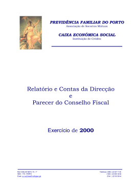 Relatório e Contas - 2000 - Previdência Familiar do Porto