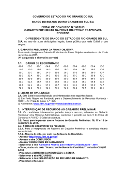 Edital N.&ordm; 06/2015 - Divulga o Gabarito Preliminar - FDRH