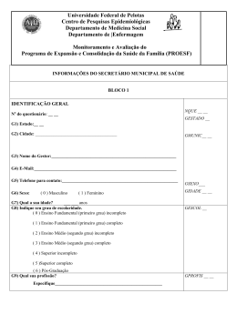 Question&aacute;rio do Gestor Municipal