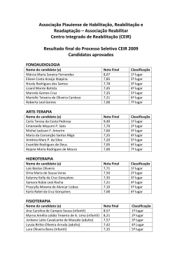 Resultado final do Processo Seletivo CEIR 2009