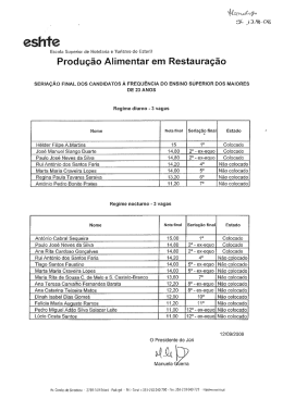 Produ&ccedil;&atilde;o Alimentar em Restaura&ccedil;&atilde;o