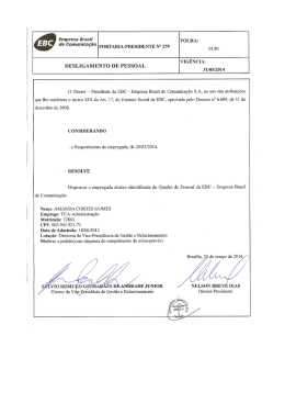 de C&deg;mumfa&ccedil;&atilde;&deg; PORTARIA-PRESIDENTE N&deg; 279 01/01