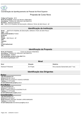APCN - Mestrado Profissional em Ensino de Ci&ecirc;ncias e Matem&aacute;tica