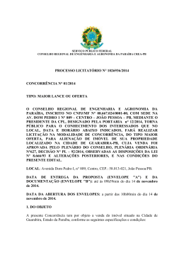 processo licitat&oacute;rio n&deg; 1026936/2014 concorr&ecirc;ncia n&deg; 01/2014 tipo