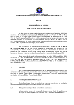 EDITAL CONCORR&Ecirc;NCIA N&ordm; 003/2008 PROCESSO N&ordm;