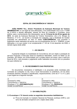 EDITAL DE CONCORR&Ecirc;NCIA N.&ordm; 005/2014 JO&Atilde;O