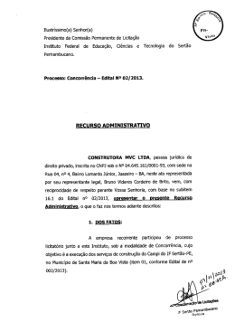 Recurso da Empresa Construtora MVC - IF Sert&atilde;o-PE