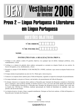 Prova 2 &ndash; L&iacute;ngua Portuguesa e Literaturas em L&iacute;ngua