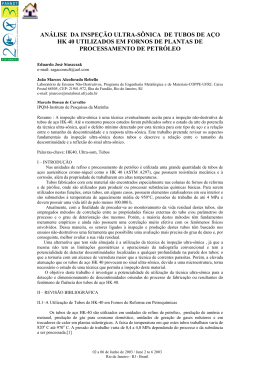 AN&Aacute;LISE DA INSPE&Ccedil;&Atilde;O ULTRA-S&Otilde;NICA DE TUBOS