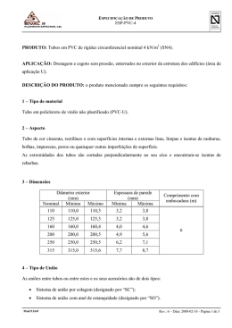 PRODUTO: Tubos em PVC de rigidez circunferencial