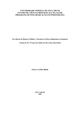 Preval&ecirc;ncia de Diabetes Mellitus e Toler&acirc;ncia &agrave; Glicose