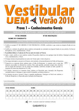 Prova 1 &ndash; Conhecimentos Gerais (Gabarito 2)