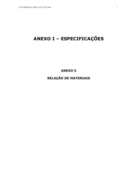 ANEXO I – ESPECIFICAÇÕES