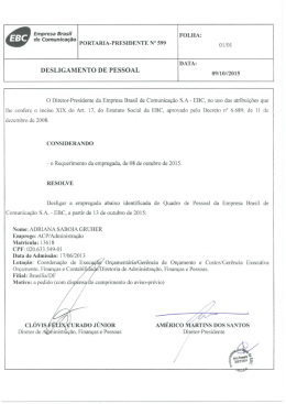 portaria &ndash; presi n&ordm; 599 &ndash; demiss&atilde;o &ndash; adriana saboia gruber