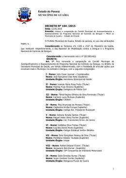 Estado do Paran&aacute; MUNIC&Iacute;PIO DE GUA&Iacute;RA 1 DECRETO N&ordm; 104 /2015