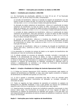 1 ANEXO I &ndash; Instru&ccedil;&otilde;es para atualizar os dados no SIB/ANS Se&ccedil;&atilde;o