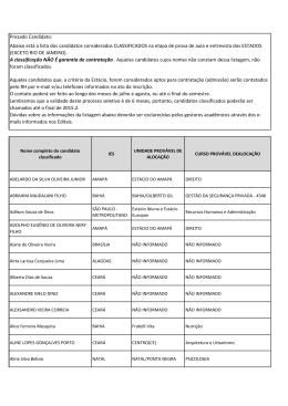 Prezado Candidato - Universidade Est&aacute;cio de S&aacute;