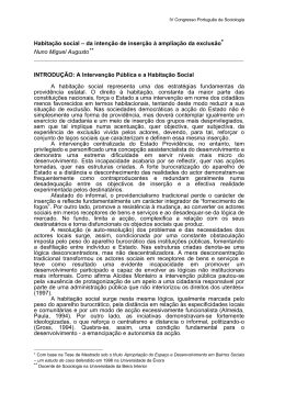 Habita&ccedil;&atilde;o social &ndash; da inten&ccedil;&atilde;o de inser&ccedil;&atilde;o &agrave; amplia&ccedil;&atilde;o da