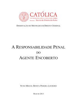 a responsabilidade penal agente encoberto