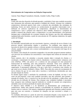 Determinantes do Compromisso nas Rela&ccedil;&otilde;es Empresariais
