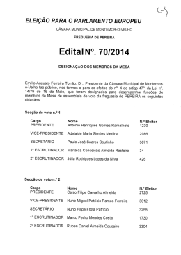Edital N.º 70 - Designação dos membros das mesas de voto