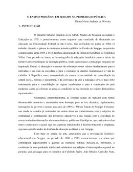 O Ensino Primário em Sergipe na Primeira República