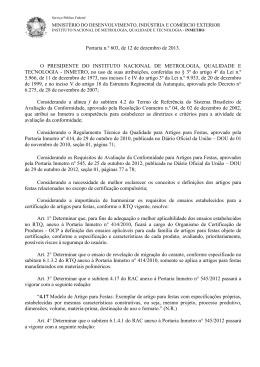 Portaria n.&ordm; 603, de 12 de dezembro de 2013. O