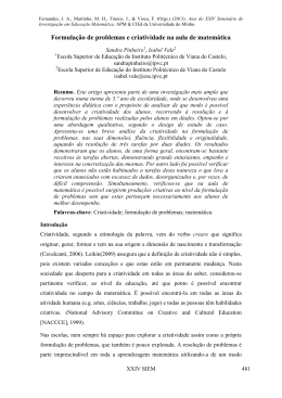 Formula&ccedil;&atilde;o de problemas e criatividade na aula de matem&aacute;tica