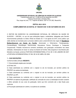 Página 1/5 COMPLEMENTAR AO EDITAL N.º 002/2015