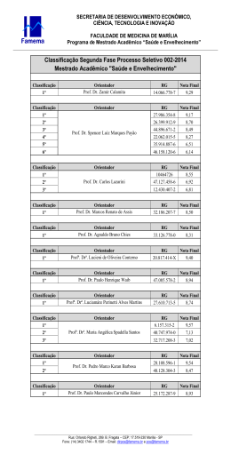 Classificação 2° fase - edital 002/2014