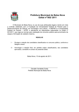 Prefeitura Municipal de Balsa Nova Edital nº 002/ 2011 - NC