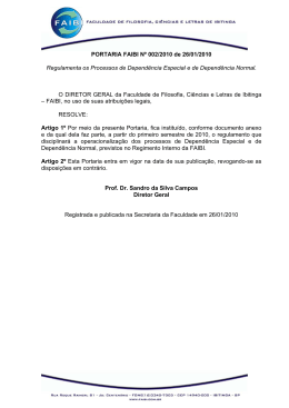 PORTARIA FAIBI N&ordm; 002/2010 de 26/01/2010 Regulamenta os