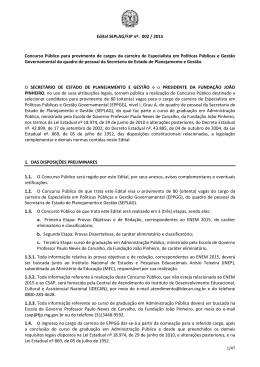 Edital Seplag/FJP N&ordm; 002/2015