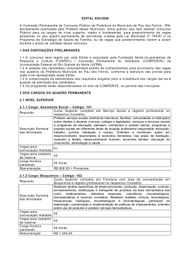 EDITAL 002/2008 A Comiss&atilde;o Permanente de