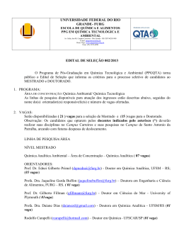 EDITAL DE SELE&Ccedil;&Atilde;O 002/2013 O Programa de P&oacute;s