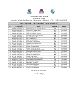 RESULTADO FINAL - EDITAL 002/2015 - VAGAS