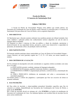 Escola do Direito I Concurso de Sustenta&ccedil;&atilde;o Oral Edital n&ordm; 002/2014
