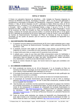 EDITAL N.&ordm; 002/2012 O Diretor do Laborat&oacute;rio Nacional de