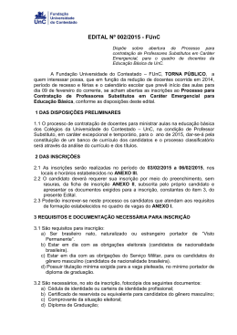 EDITAL N&ordm; 002/2015 - FUnC - Universidade do Contestado