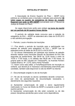 EDITAL/EAJ Nº 002/2013 A Associação de Ensino Superior do Piauí