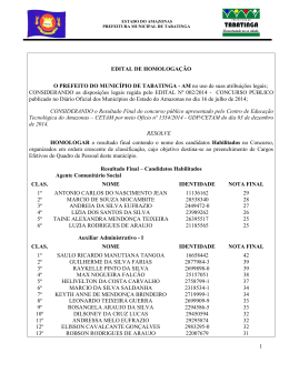 Edital n&ordm; 002/2014 de Homologa&ccedil;&atilde;o do concurso p&uacute;blico